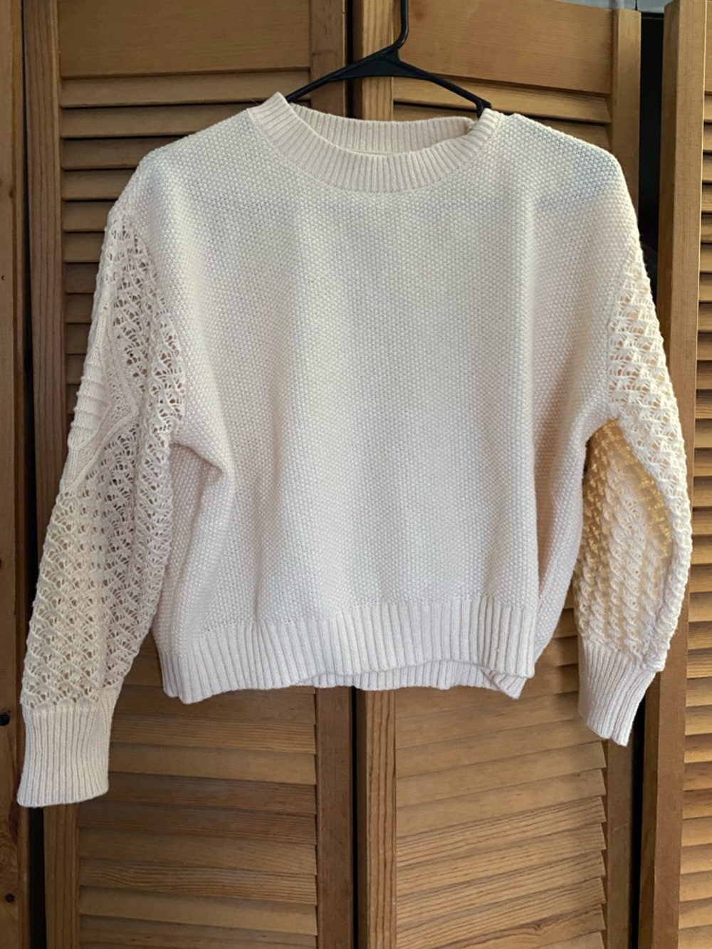 Cream Texture Crewneck Sweater